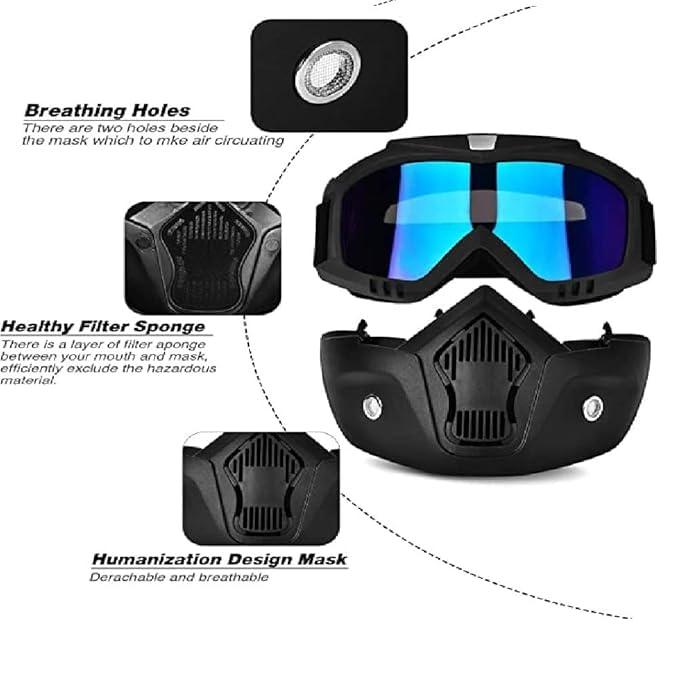 Motorcycle Goggle Mask Anti Scratch Uv Protective Face Mask - Romj