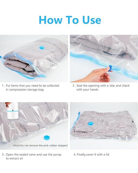 Space Saver (Set of 5) Reusable Vacuum Storage Ziplock - Romj