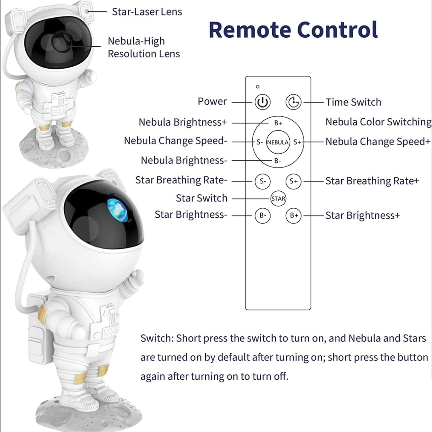 Astronaut light galaxy projector