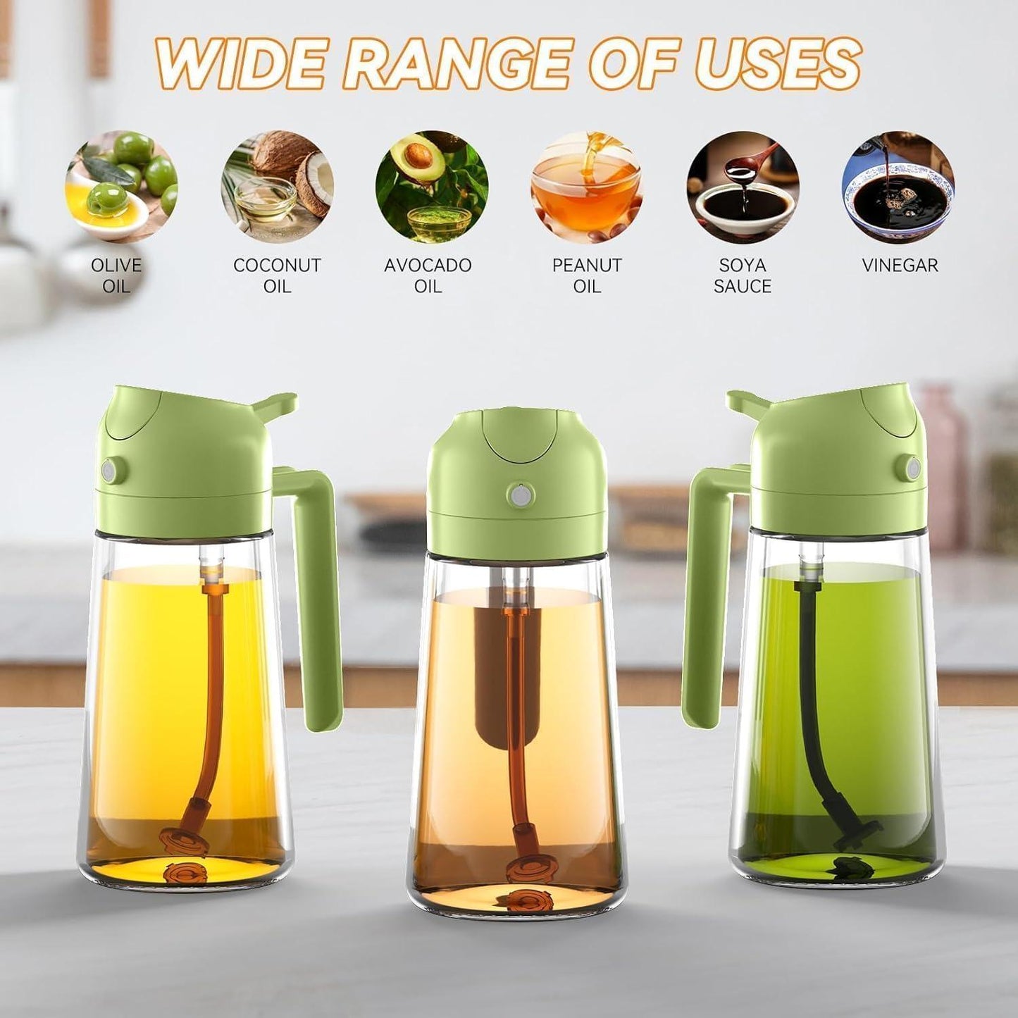 Olive Oil Sprayer & Oil Dispenser Bottle for Kitchen - Romj