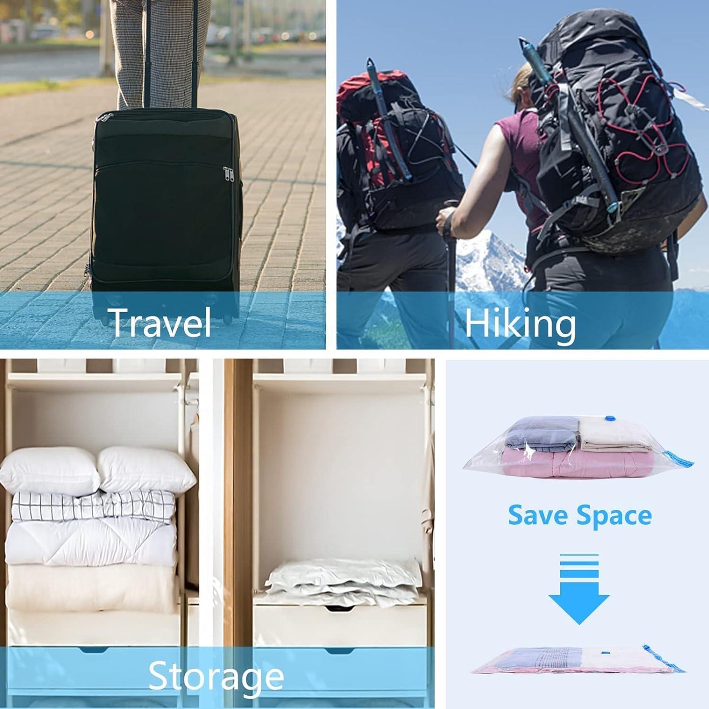 Space Saver (Set of 5) Reusable Vacuum Storage Ziplock - Romj