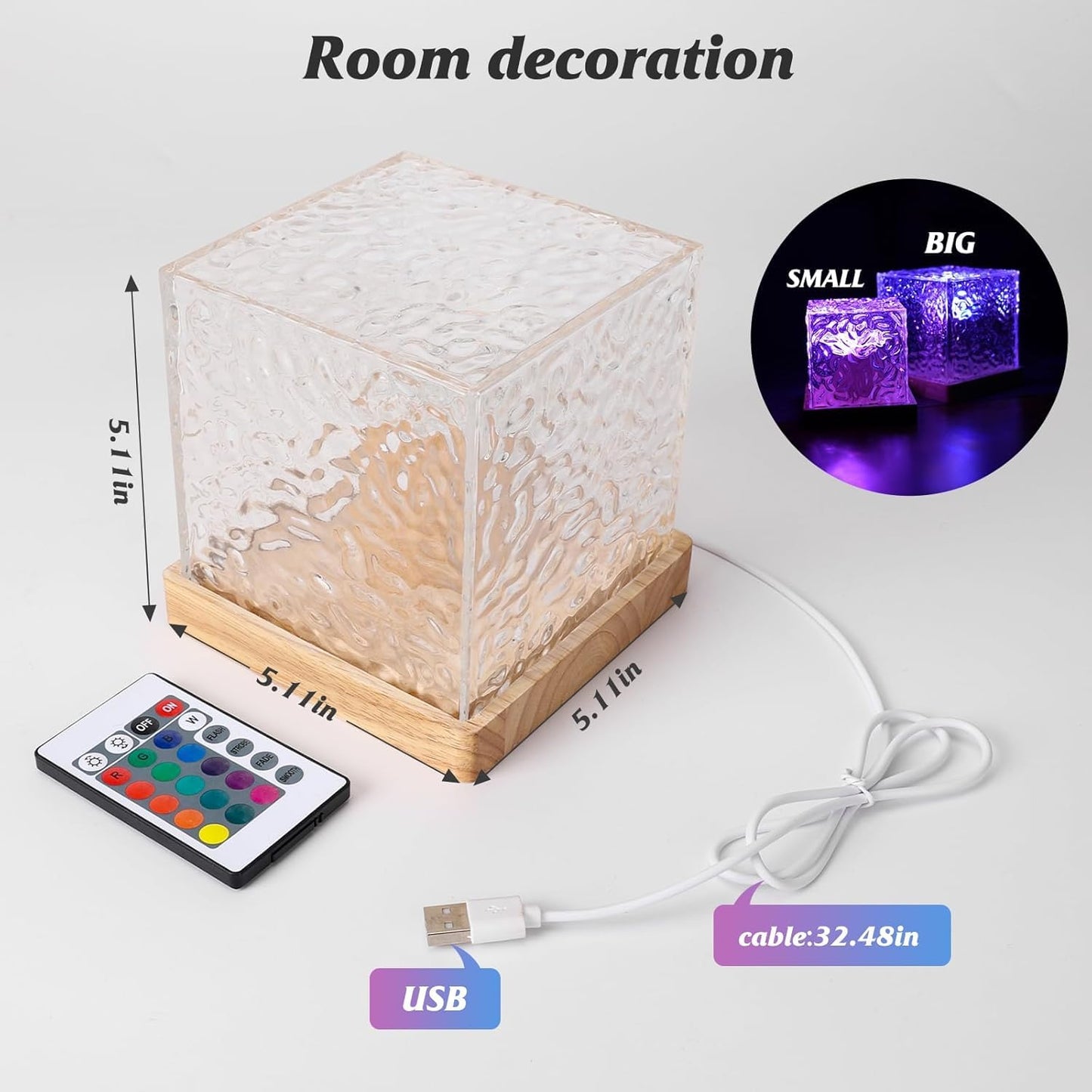 Romantic 3D Crystal Light for Bedroom Decor with Remote - Romj