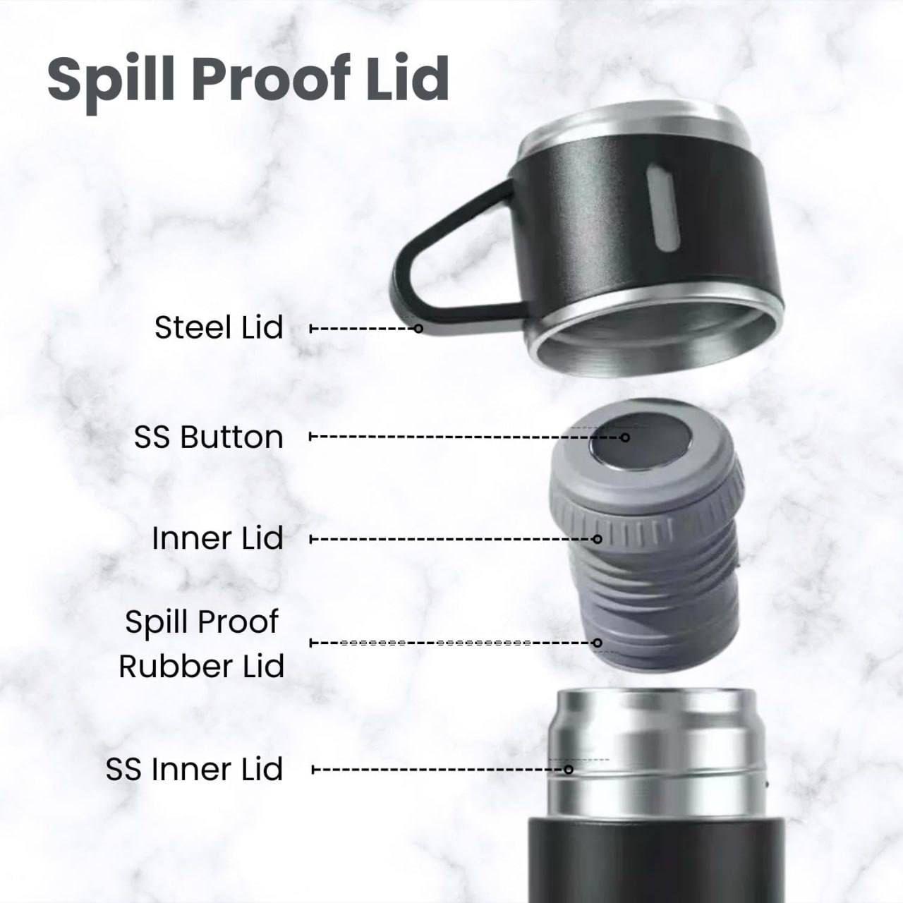 Premium Vacuum Flask Set - 500ml Insulated Bottle with Cups - Romj