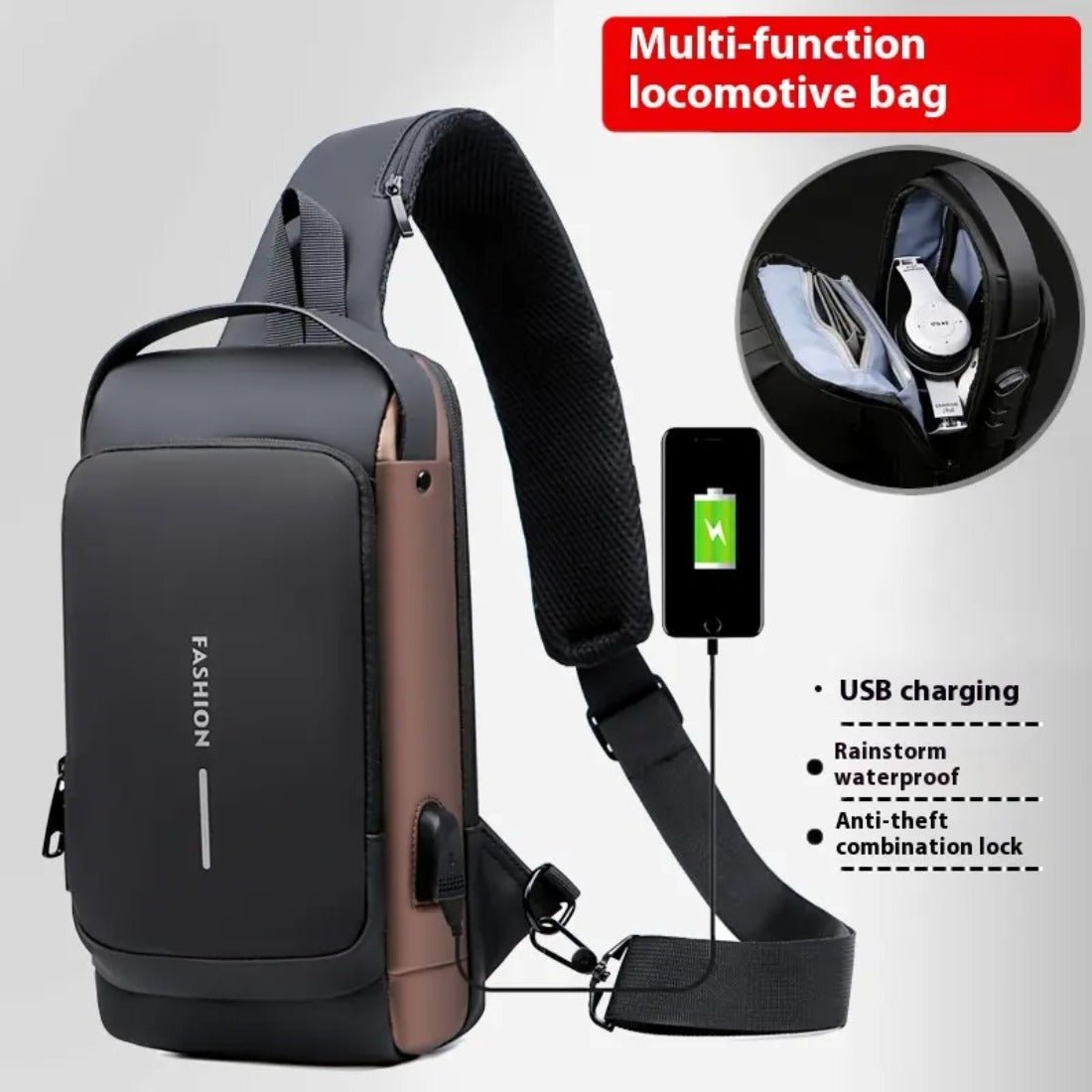 Waterproof anti theft shoulder bag - Romj