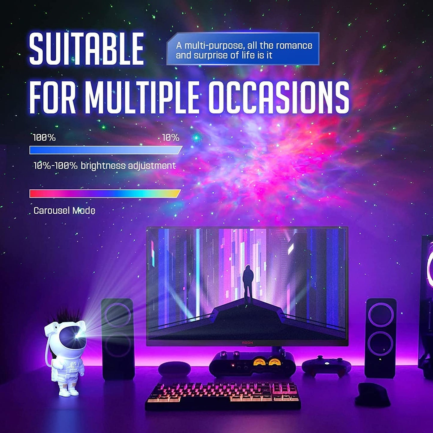 Astronaut light galaxy projector